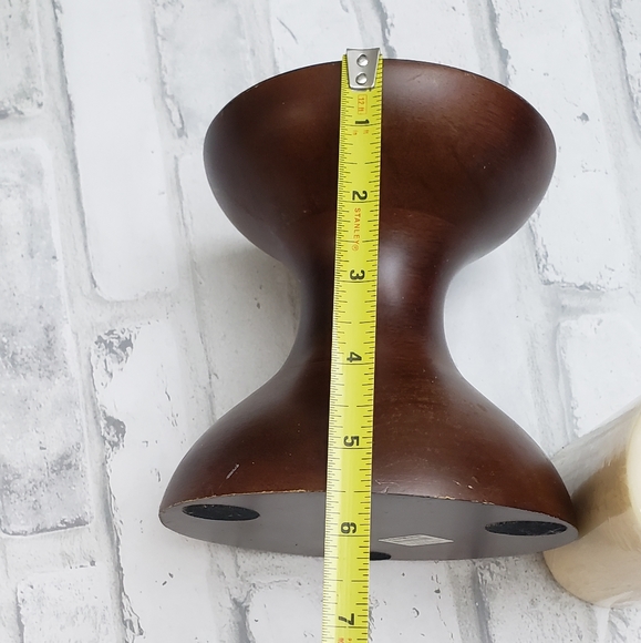 Crate and Barrel Wooden Pillar Candle Curve Holder - Picture 7 of 11